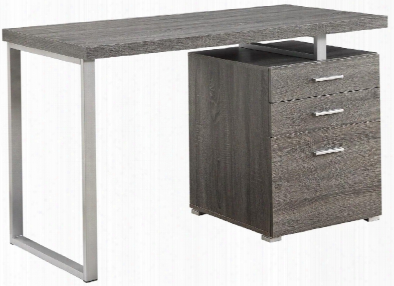 Hilliard 800520 47.25" Writing Desk With 2 Drawers 1 File Drawer And Reversible Set-up Euro Glides And Silver Color Hardware In Weathered Grey