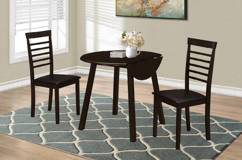I 1004 36" 3 Pcs Dining Set With Drop Leaf Table Square Legs And Ladder Back Seating In