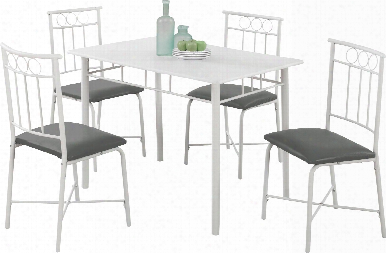 I 101940" 5 Pcs Dining Set With Leather Material Square Legs And Upholstered Chairs In