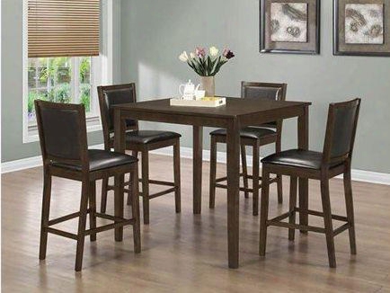 I 1549 48" 5 Pcs Dining Table Set With Square Shape Modern Style And Faux Leather In Dark