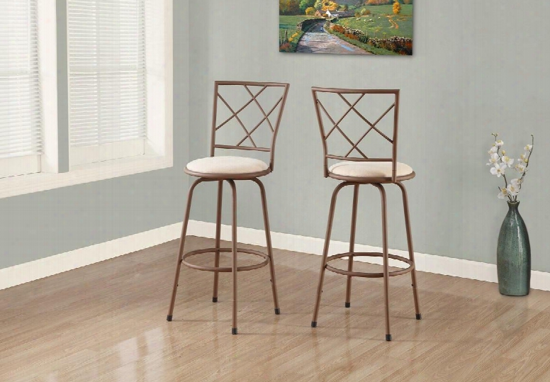 I 2379 44" 2 Pcs Barstool With Foot Rest Criss-cross Back And 360 Swivel Seat In