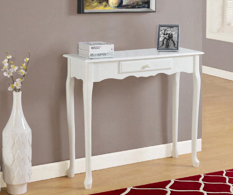 I 3108 36" Traditional Console Table With One Drawer Cabriole Shaped Legs And Scalloped Apron In Antique