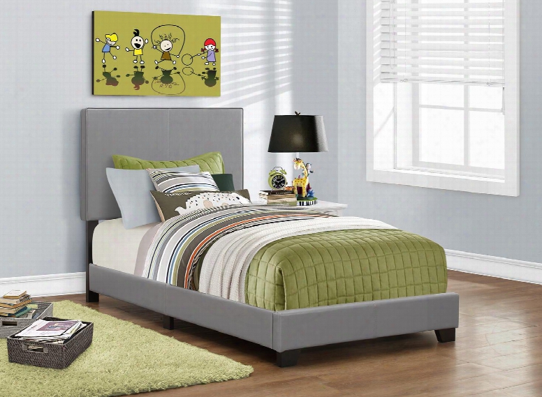 I 5912t 81" Twin Size Bed With Upholstered Headboard Modern Design And Faux Leather In