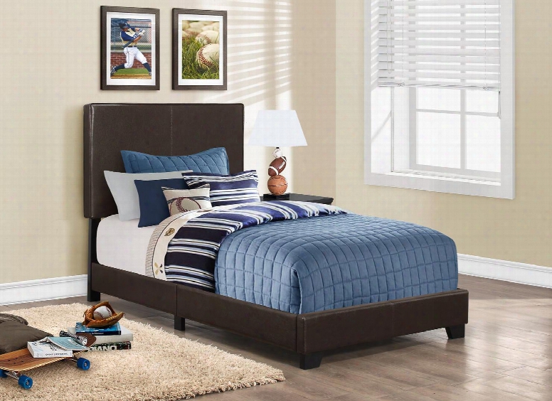 I 591t 86" Twin Size Bed With Upholstered Headboard Side Rail And Contemporary Design In