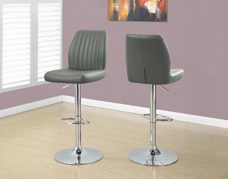 I2372 44" 2 Pcs Barstool With Hydraulic Lift Faux Leather And 360 Swivel Seat In