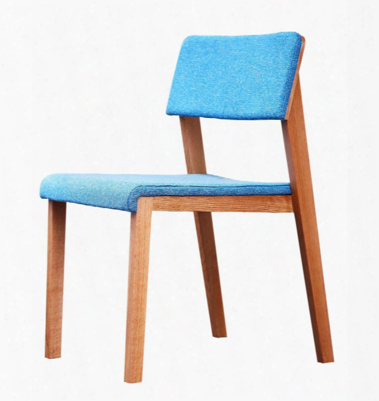 In1 Danish Spunk 20" Armless Chair With Solid North American Ash Wood Frame High Quality Fabric Upholstery And Clean Design In Natural Wood And Blue