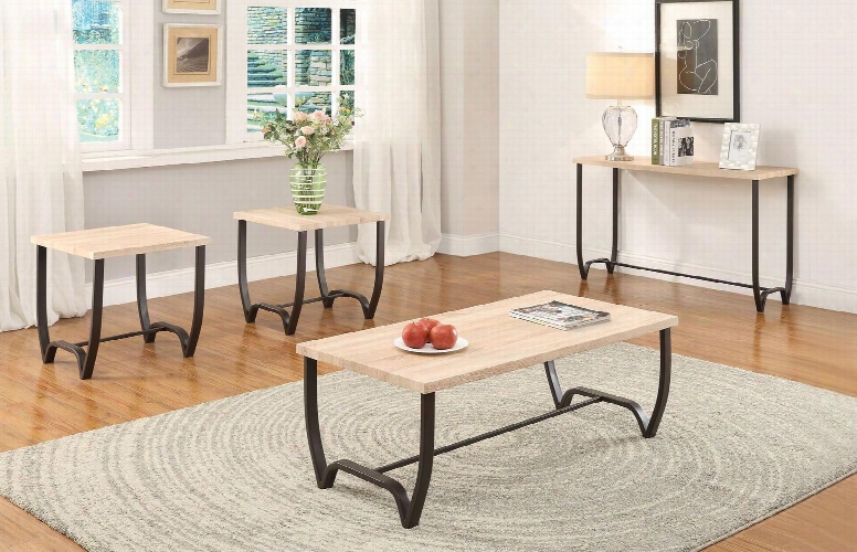 Isidore 80410ces 4 Pc Living Room Table Set With Coffee Table + Sofa Table + 2 End Tables In Natural