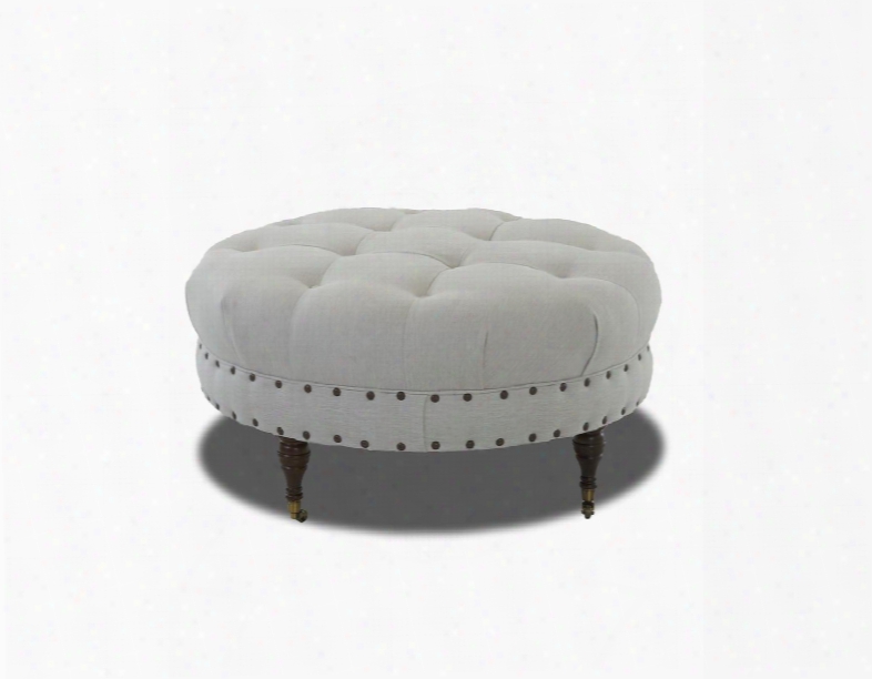 Janelle Collection K77710-ottoc-mb 37" Ottoman With Round Design Button Tufted Top And Nail Head Accents In Max