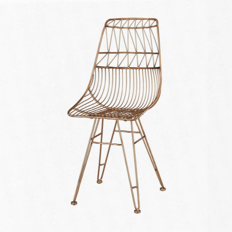 Jette Collection 3138-266 19" Accent Chair With Slat Design And Metal Construction In Rose Gold