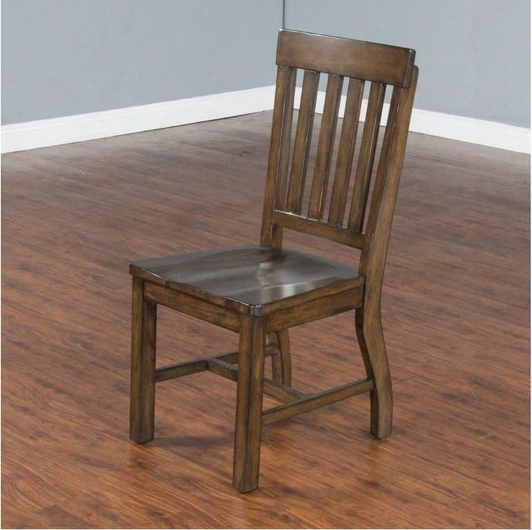 Lancaster Collection1436rc 39" Slatback Chair With Wooden Seat Stretchers And Distressed Detailing In Rustic Cherry