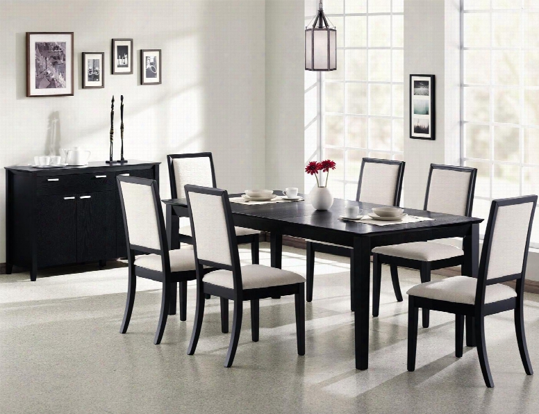 Lexton 101561setb 8 Pc Dining Room Set With Table + Server + 6 Side Chairs In Black