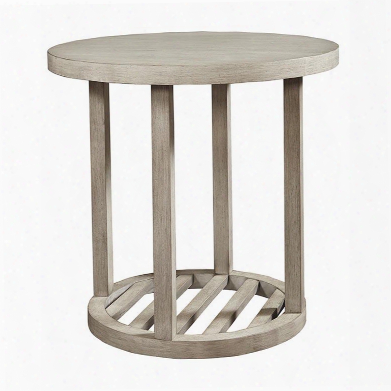 Lincoln Park Collection 6281-0665 25" Round End Table With Acacia Woods Bottom Shelf And Wood Slat Base In Light Wash