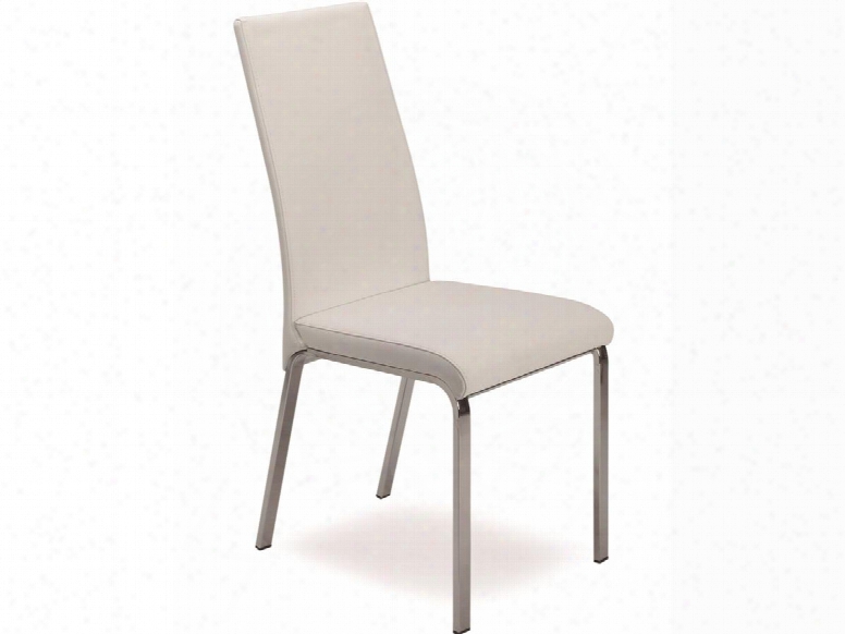 Lotto Collection Tc-2007-wh 39" Dining Chair With Italian Leather Chrome Legs And Stitched Detailing In