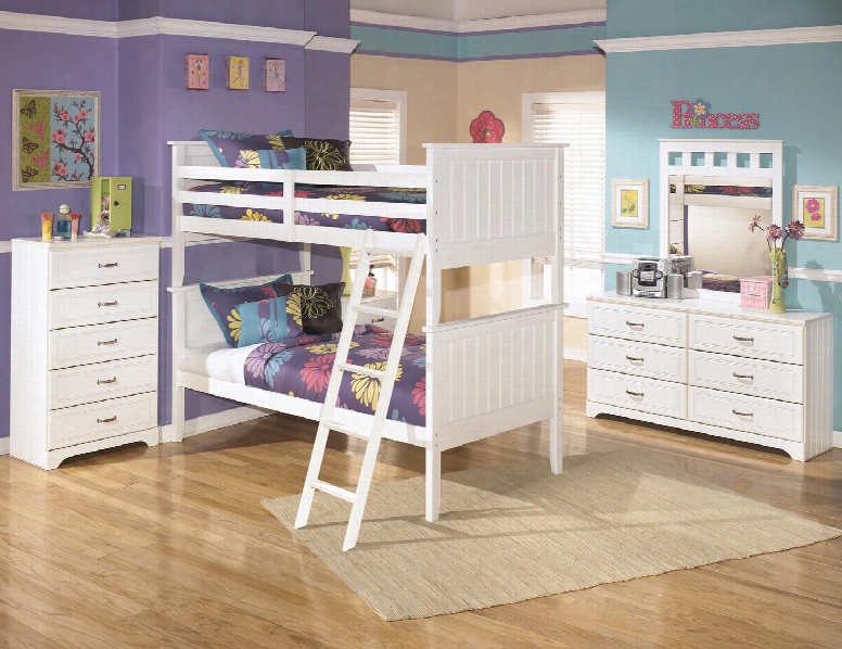 Lulu Twin Bedroom Set With Bunk Bed Dresser Mirror Single Nightstand And Chest In