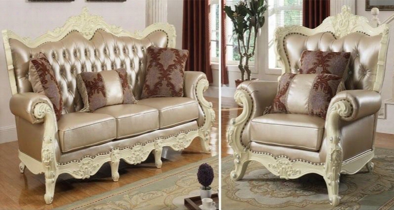 Madrid 674-s-c 2 Piece Living Room Set With Sofa And Chair In Rich Pearl