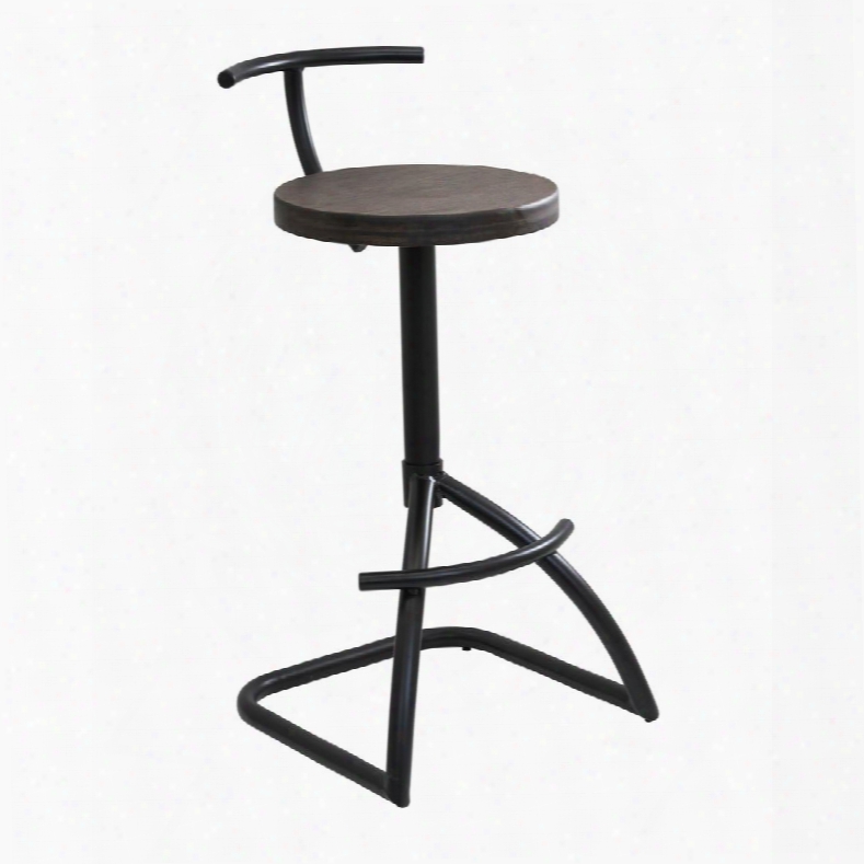 Mantis Bs-mant Bk 36" Barstool With Swivel Round Wooden Seatt And Metal