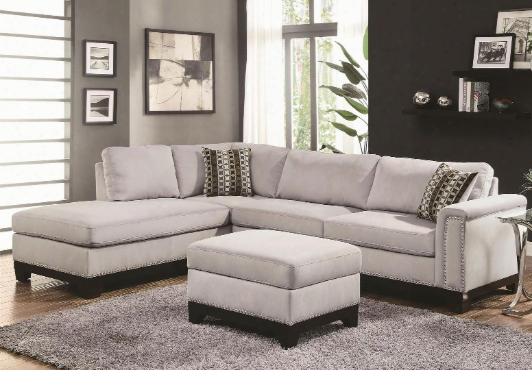 Mason 503615set 2 Pc Livelihood Room Set With Sectional Sofa + Storage Ottoman In Blue Grey