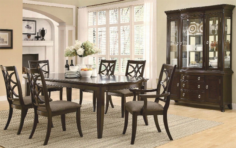 Meredith 103531setb 8 Pc Dining Room Set With Table + 4 Side Chairs + 2 Arm Chairs + China Cabinet In Espresso