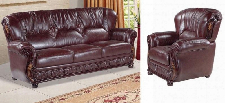 Mina 639-burg-s-l-c Genuine Bonded Burgundy Leather Sofa + Chair In