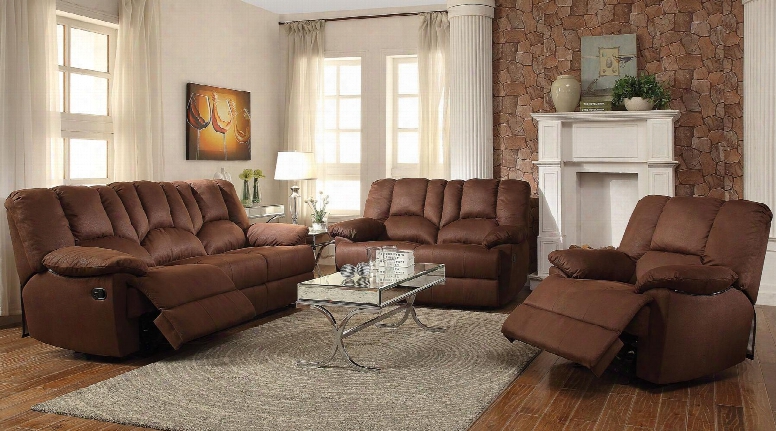 Obert Collection 52145set 5 Pc Living Room Set With Sofa + Loveseat + Recliner + Coffee Table + Close Table In Dark Brown Nubuck