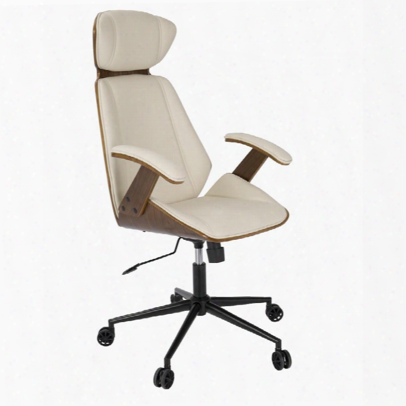 Oc-spec Wl+cr Pectre Mid-century Modern Walnut Wood Office Chair In