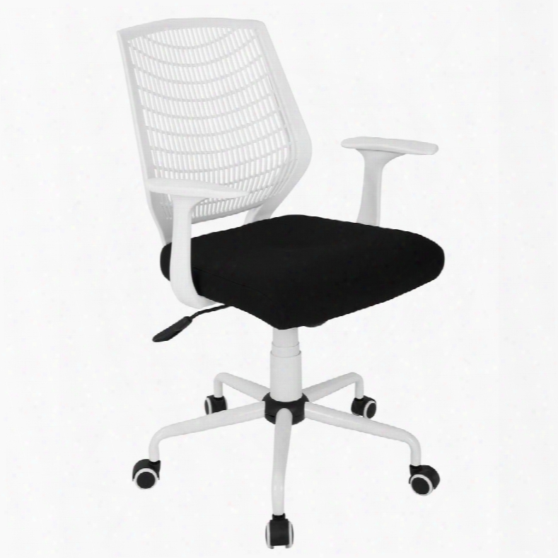 Ofc-net W+bk Network Contemporary Height Adjustable Office Chair With Swivel White And