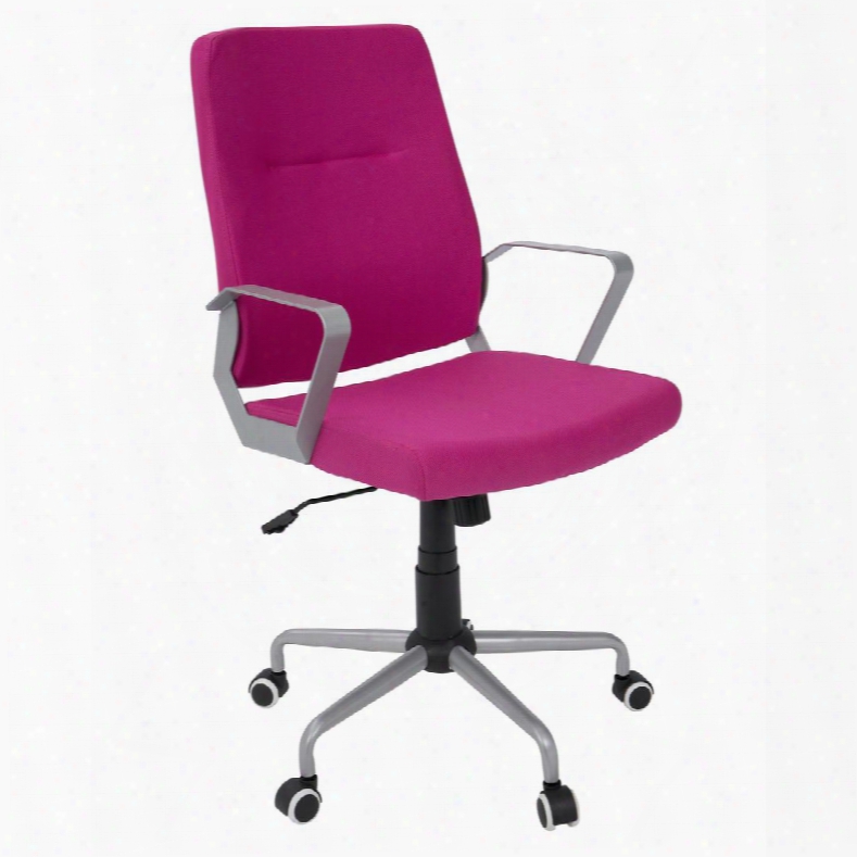 Ofc-zip Gy+hp Zip Contemporary Office Chair In Hot Pink Fabric With Silver