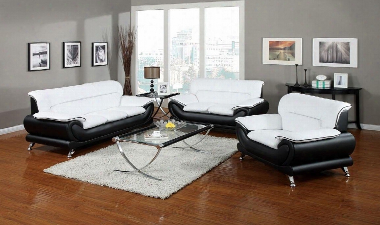 Orel Collection 50455slct 5 Pc Living Room Set With Sofa + Loveseat + Chair + Coffee Table + End Table In Black And White