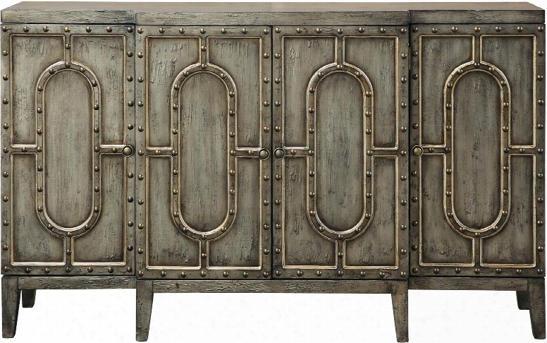 P017173 60" Bar Cabinet With Stemware Rack Adjustable Shelves Distressed Detailing Simple Pulls And Tapered Legs In