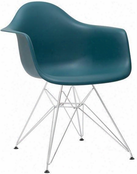 Padget Collection Em-111-crm-tea 24.2" Arm Chair With Chromed Steel Wire Base Non-marking Feet And Polypropylene Plastic Seat In Teal