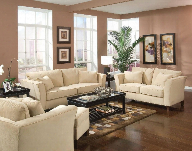 Park Place 500231set 4 Pc Living Room Setwith Sofa + Loveseat + Armchair + Ottoman In Cream