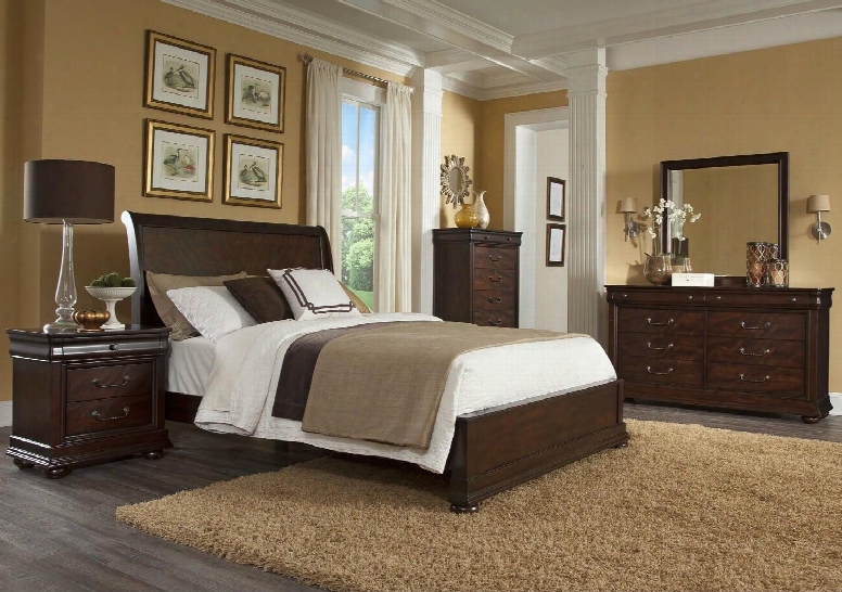 Parkview 398qsbdmn 4-piece Bedroom Set With Queen Sleigh Bed Dresser Mirror And Nightstand In Bourbon