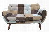 Naples Bridgewater IN16 52" Rustic Patchwork Loveseat with Button Tufted Details Pine Wood Frame and Unique Shaped Arms in Grey Brown and