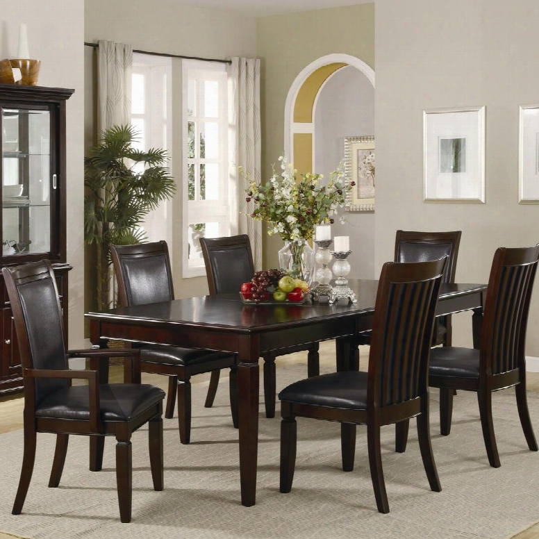 Ramona Collection 101631setb 7 Pc Dining Room Set With Table + 4 Side Chairs + 2 Arm Chairs In Rich Brown