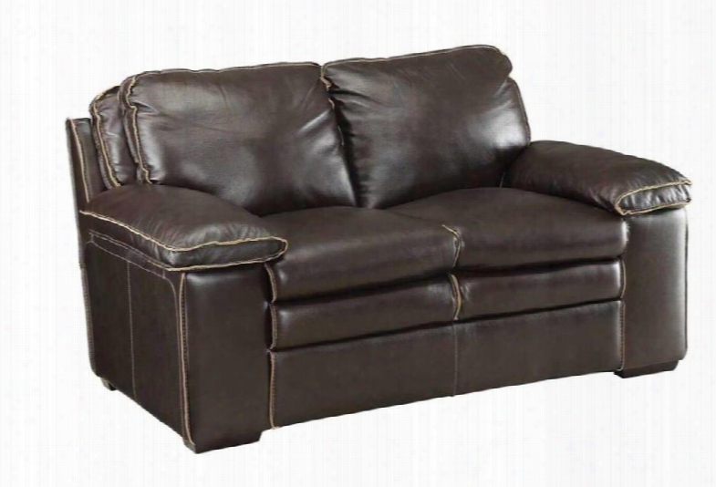 Regalvale Collection 505846 66" Loveseat With Sinuous Spring Base Contrasting Baseball Stitch Kiln Dried Hardwood Frame And Leather Match Upholstery In Two