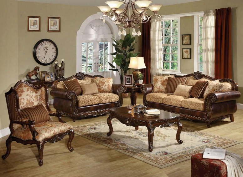 Remington Collection 50155set 6 Pc Living Room Set With Sofa + Loveseat + Chair + Coffee Table + End Table + Sofa Able In Cherry