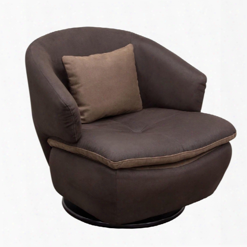 Rio Riochbr 29" Swivel Accent Chair With Brown Fabric Contoured Seat Design And 360 Degree