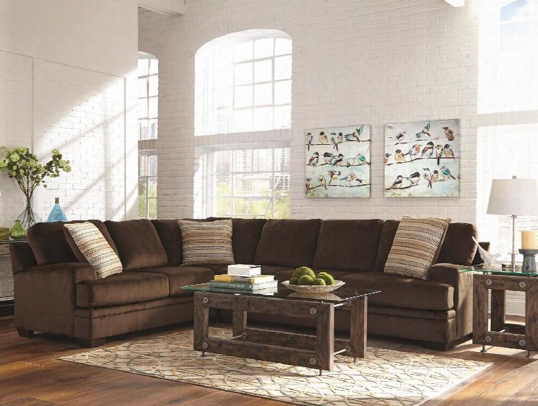 Robion 501147set 3 Pc Living Room Set With Sectional Sofa + End Table + Coffee Table In Chocolate And Brown