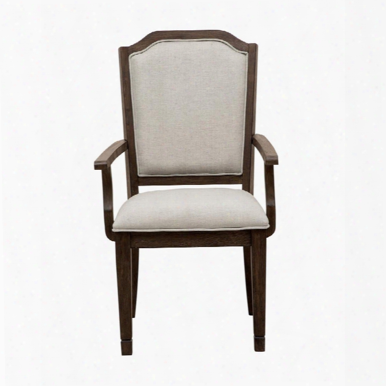 S024155 Hamilton Upholstered Arm Chair With Fabric Upholstered Seat And Back Distressed Detailing Piped Stitching And Tapered Legs In