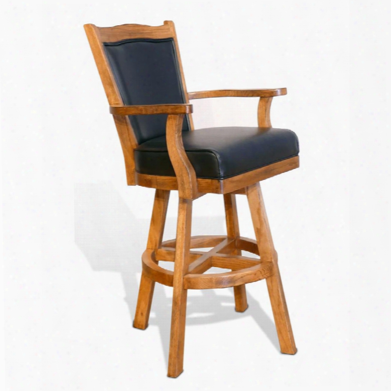 Sedona Collection 1411ro-30 49" Bbarstool With Swivel Stretchers And Cushioned Seat & Back In Rustic