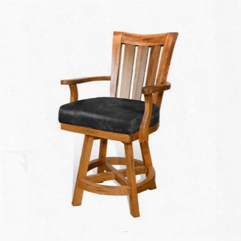 Sedona Collection 1412ro-24 43" Barstool With Slat Back Stretcher And Cushioned Seat In Rustic Oak