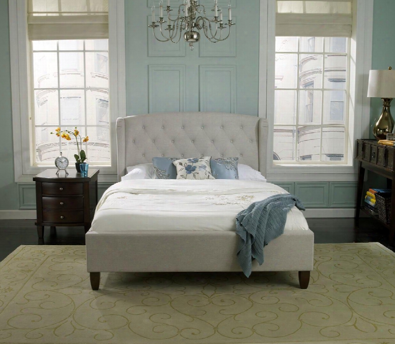 Sonya Collection Hc9054a3 Double Size Tufted Upholstered Platform Bed With Tapered Legs Headboard With Wings And Transitional Style In