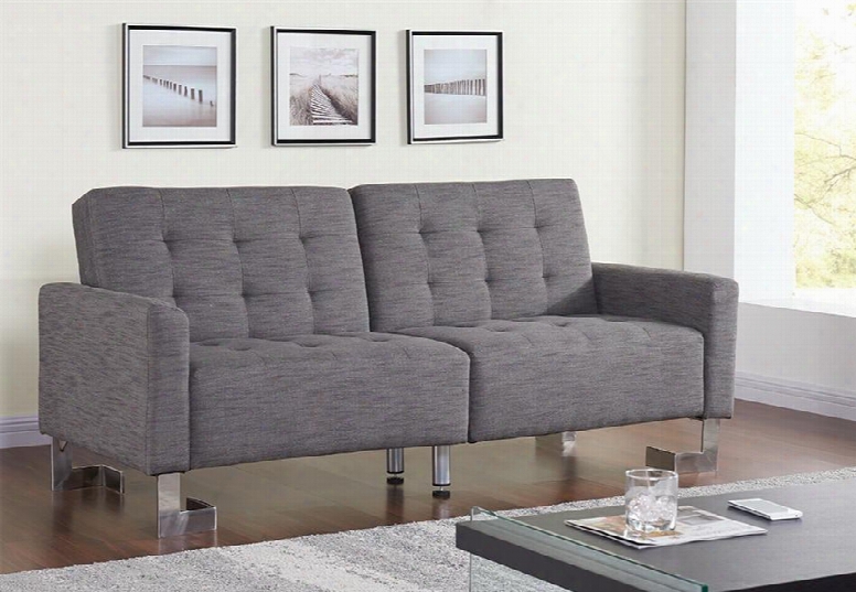 Spezia Collection Tc-5518-g R 73" Sofa Bed With Fabric Upholstery Tufted Cushi Ons And Stainless Steel Legs In