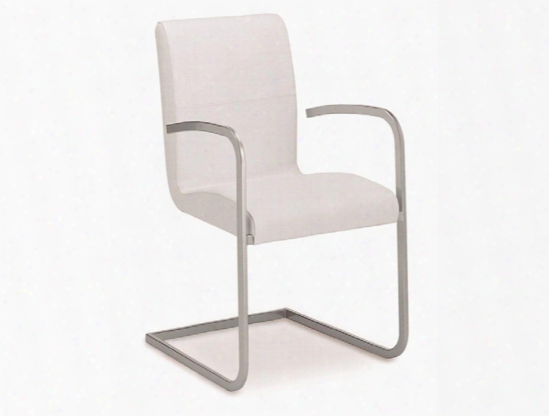 Stella Collection Tc-2005-whh-arm 38" Dining Armchair With Italian Leather Upholstery Chrome Legs And Stitched Detailing In