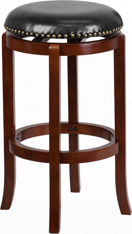 Ta-68929-lc-gg 30" Backless Countet Height Stool With Swivel Seat Protective Floor Glides And Leathersoft Upholstery In Light Cherry