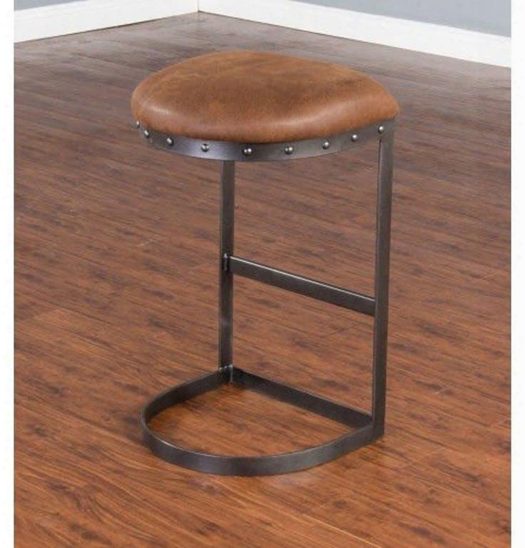 Tahoe Collection 1623b-30 30" Metal Stool With Cushion Seat Stretcher And Metal Button Accents In