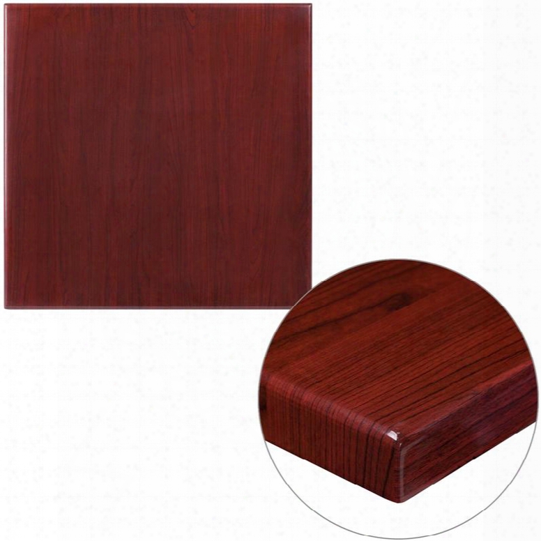 Tp-mah-2424-gg 24" Square Table Top With 2" Thick Resin Top Square Shape And High Gloss Look In Mahogany