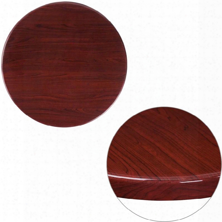 Tp-mah-24rd-gg 24" Round Table Top With 2" Thick Esin Top Square Shape And High Gloss Look In Mahogany
