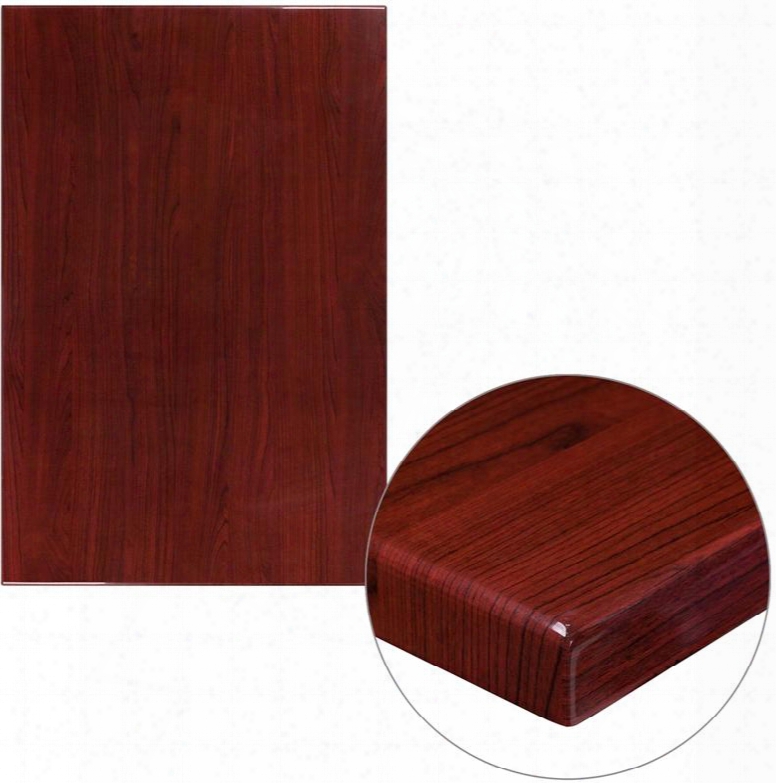 Tp-mah-3045-gg 30" X 45" Rectangular Table Top With 2" Thick Resin Top Square Shape And High Gloss Look In Mahogany