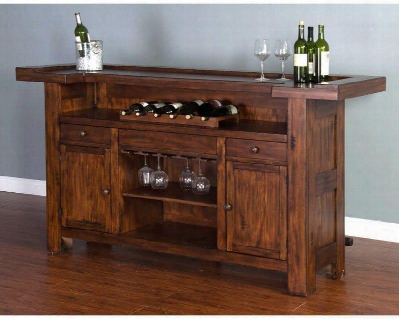 Tuscany Collection 1959vm 78" Bar With Removable Wine Rack 3 Felt Lined Drawers And Adjustable Shelf In Vintage Mocha